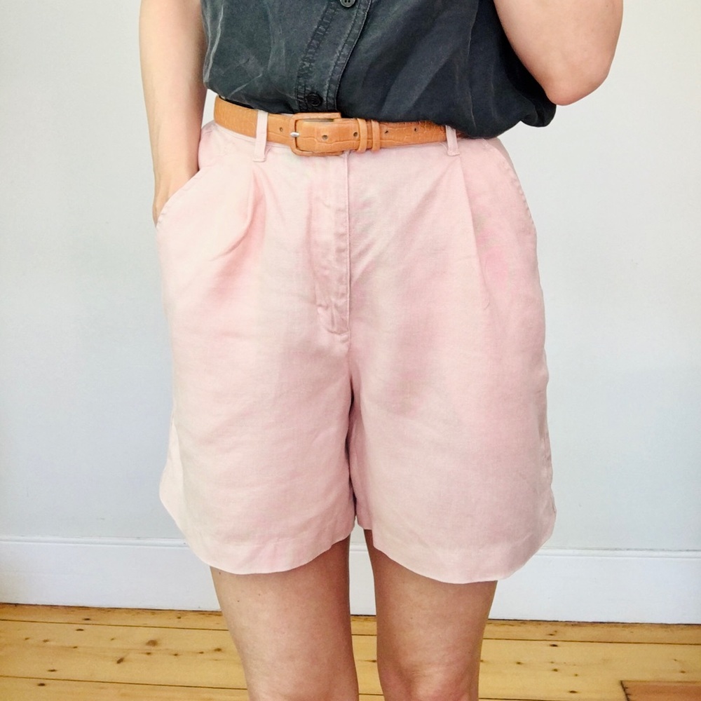 Vintage faded pink linen shorts - Picture 6 of 15